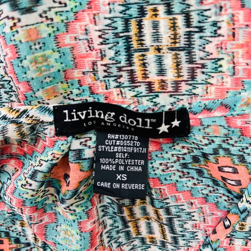 Living Doll Casual Aztec Print Chiffon Blouse Size XS Women's - Picture 7 of 8